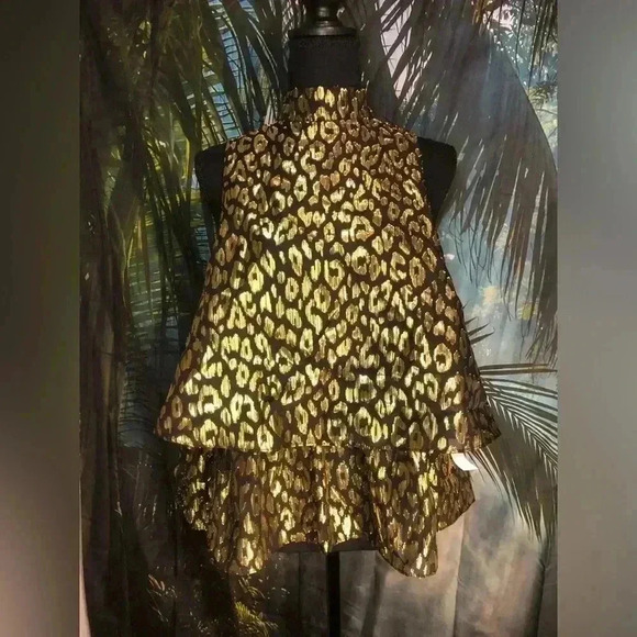 Gold and Black Top with ruffle top size 6 - Picture 11 of 16